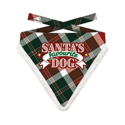 Plenty Gifts Kerst Bandana Santa's Favourite Dog Ruit Groen / Rood/ Wit L